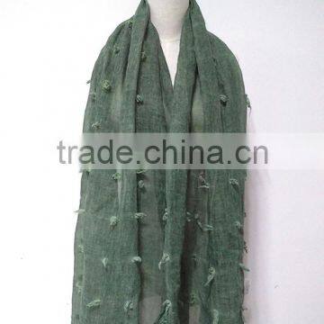 New Fashion Custom Cutting Pattern Plain Dyed Linon Viscose Hijab Scarf in Stock