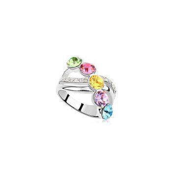 Multicolor White Gold Plated High Quality Austrian Crystal Rings For Girls, Many Colors For Choose