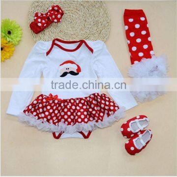 Infant Baby Girl Christmas With Headband Crib Shoes Outfits Tutu Romper