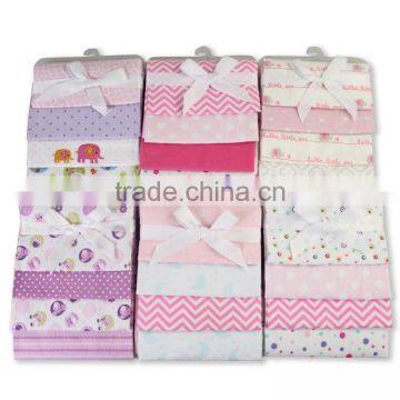 76*76cm 100% cotton newborn baby receiving blankets with silk ribbon for gift pack