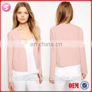 2015 Fashion Simple Pink Women Work Suit Jacket Ladies Formal Blazer