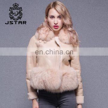 Women Short Style Russian Fur Coats Double Face Lamb Real Leather Jacket