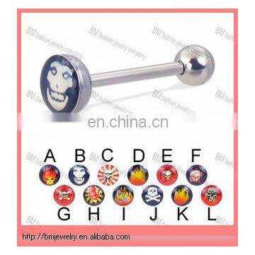 316L stainless steel silver color tongue ring exotic barbell wholesale body jewelry in China