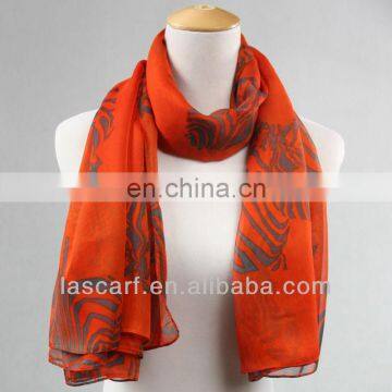 orange animal printing polyester chiffon shawl