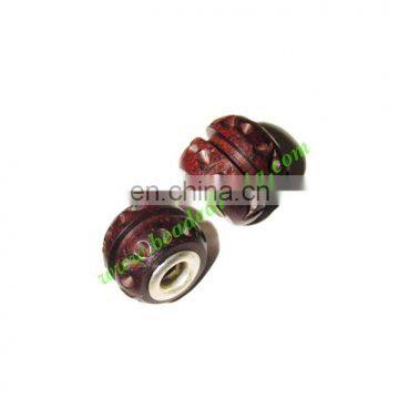 Handmade Fancy Wooden Beads, size 13x15mm, weight approx 2.06 grams BWLHF0015