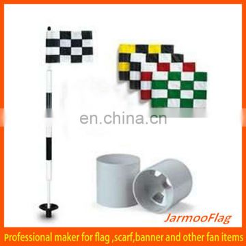 checkered golf flags and cups