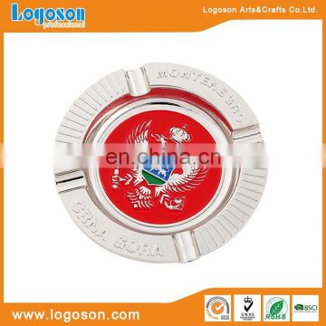 Hot selling tourist souvenir custom metal round shaped red cute ashtray