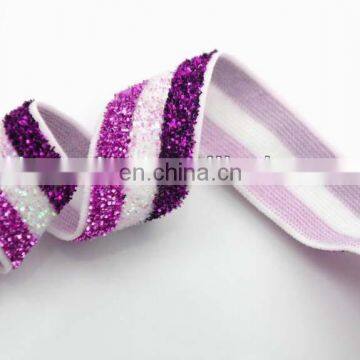 Striped glitter elastic for hair ties