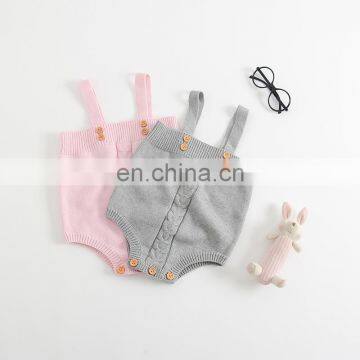 2019 Spring Autumn Knitted Cotton Baby Bodysuits Rompers Knit Gray Pink Newborn Baby Clothes photo-2