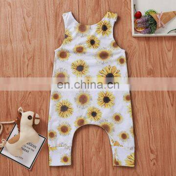 Baby Girl Romper Sunflower Print Summer Sleeveless Vest Jumpsuit for 0-24M photo-2