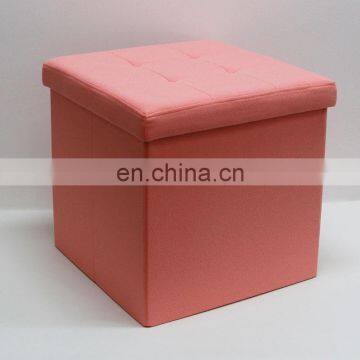 Living Room Leather Foldable Linen Storage Fabric Stool Pouf Tufted Ottoman Box Furniture Manufacturer photo-2