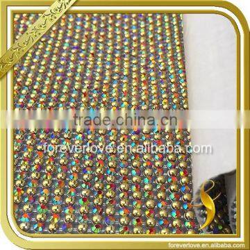 Back glue aluminum base ab crystal hotfix rhinestone trims mesh FRM-175