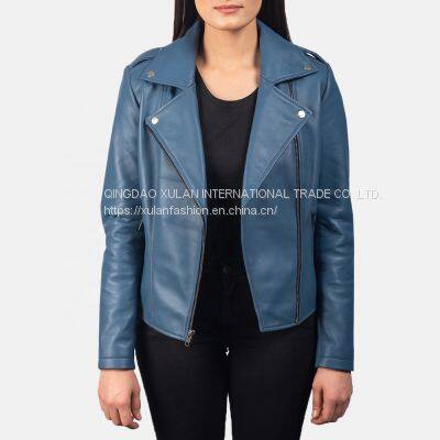 2021NEW ARRIVAL FASHION LADIES' GENUINE SHEEPSKIN SLIM FIT LEATHER JACKET MOTORCYCLE JACKET photo-3