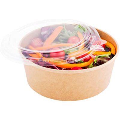 Compostable kraft storage containers round kraft salad bowls soup disposable packaging tableware