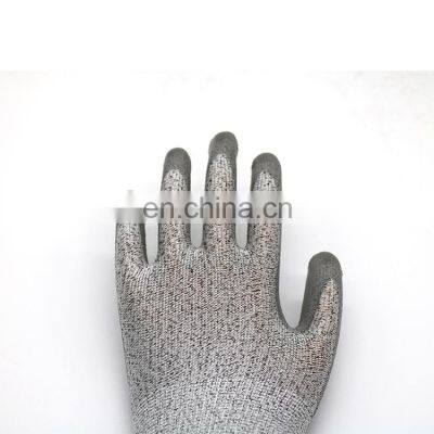 Gray PU Coated Sharp Cut Resistant Gloves Fish Handling Gloves