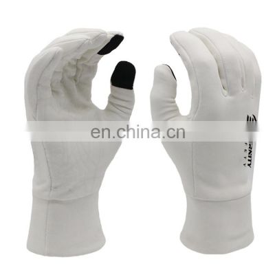 White soft outdoor breathable work gloves for touch screen