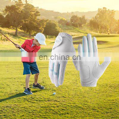 HANDLANDY wholesale premium soft zero friction ladies men anti slip grip PU leather printed logo custom colored golf gloves