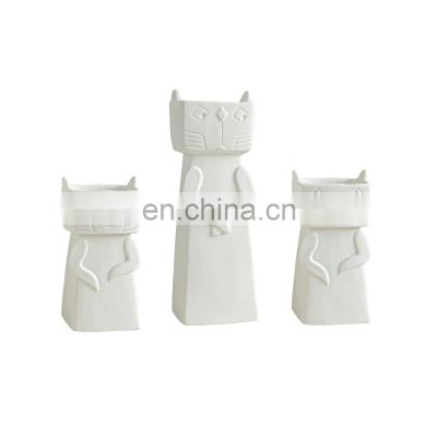 cat shape ceramic flower vase