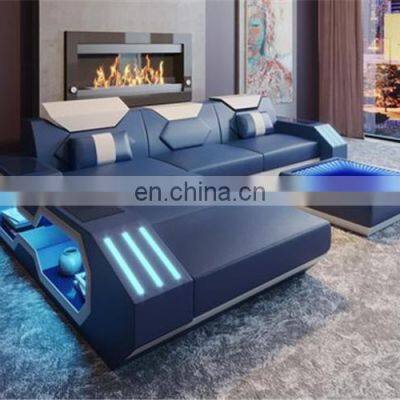 Modern Design Leather Corner Sofa Bed High Quality Living Sofa Cum Bed With Led Lights