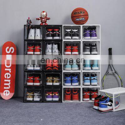 Shoe Rack Box Cabinet Storage Acrylic Display Front Clear Transparent Shoe Bins Custom Jordan Plastic Stackable Shoe Case photo-2