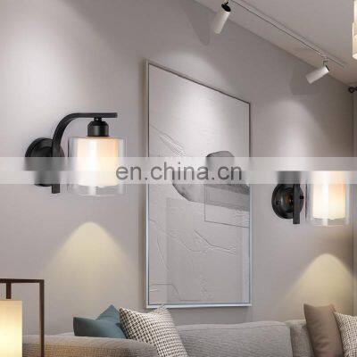 American Living Room Simple Fabric Bedroom Bedside Lamp Creative Wall Lamp Wrought Iron Single Head Wall Lamps photo-4