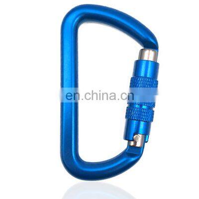 JRSGS 6-11kN D-Shaped Light Weight Spring Snap Hook Climbing Aluminum Carabiner With Screw for Outdoor Sports S7807