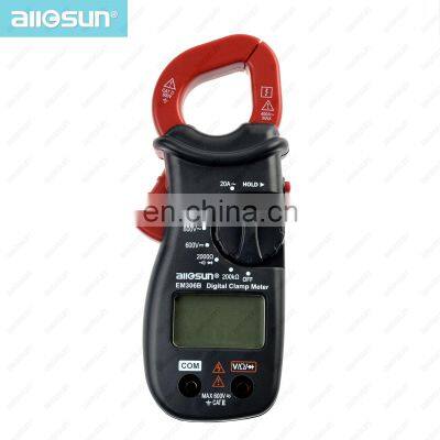 Allosun Handheld clamp meter digital  AC DC Volt AC Amp OHM LCD Audible Diode Tester Portable Handheld Clamp Multimeter