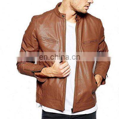 Fashion Men Black Lamb Leather Jacket/men Leather Jackets/Pakistan Leather Jackets Plus Size photo-3