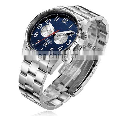 Factory Supply Relojes Para Hombre Custom Logo Steel Chronograph Watch Men Private Label Watch luxury