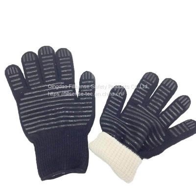 Food Grade Anti Cut Kevlar Outer Cotton Inner Heat Resistant Gloves BBQ Gloves Barbecue Gloves Oven Gloves with Silicone Grip