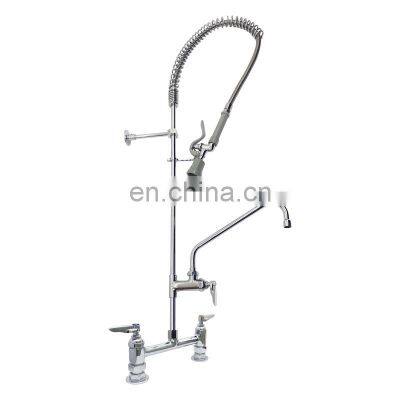 8inch Center Deck Mount Pre-Rinse with Wall Bracket and Add on Faucet with 12inch Spout