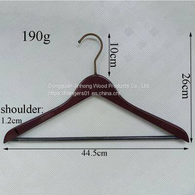 Hotel Closet Coat Suit Wooden Hanger With Bronzer Chrome Plated Round Hook Custom Logo Display Racks photo-2