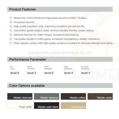 HMK-65 Thermal Break Aluminum Swing Door Garage Patio Door Opener Villa Glass Revolving Aluminum Door photo-3