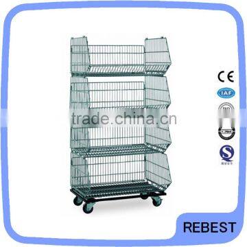 Four layers metal foldable cage pallets