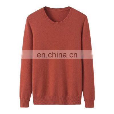 OEM Custom 100% Cashmere Women's Winter Basic Knit Pullover Jumper Solid Color O-Neck Casual Style with Front Logo