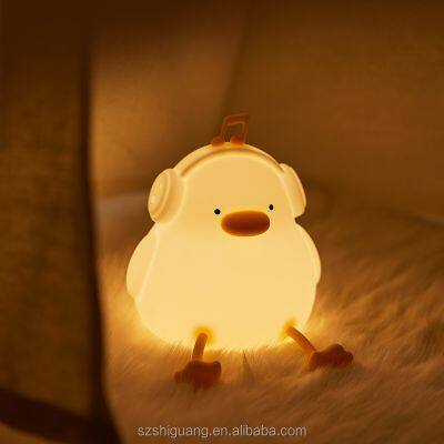 Hot Sale Birthday Gifts Duck Night Light for Kids Cute Silicone Bedside Lamp Touch Control Rechargeable Dimmable Night Light