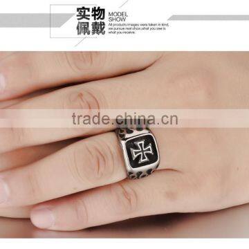 Man stainless steel exaggerate rings flame cross Fashion punk rock roll rings boyfriend gift