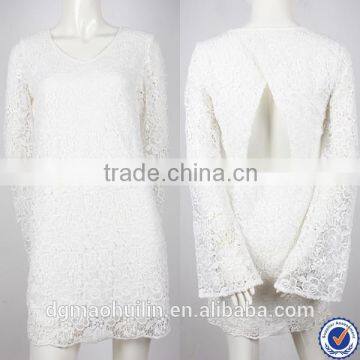 women clothing suppliers humen flare sleeves white lace dress latest lace pattern