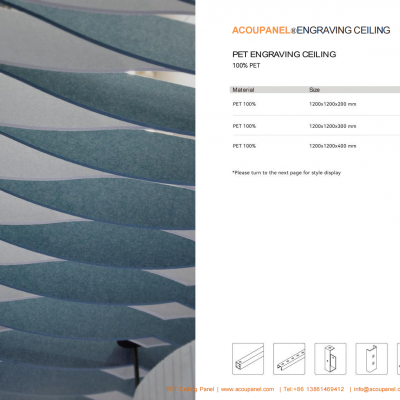 Customize Design PET Acoustic Ceiling Tile Soundproof Panel Fire Retardant NRC 0.85 photo-2