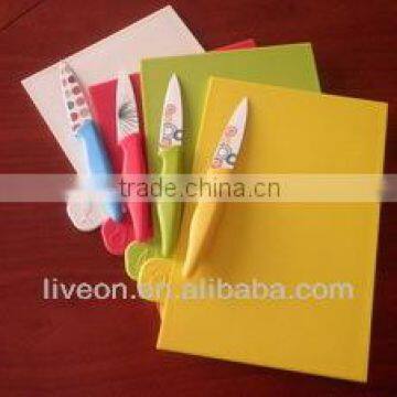 4 Color Code Chopping Board Index Cutting Board with Paring Knife/plastic cutting board