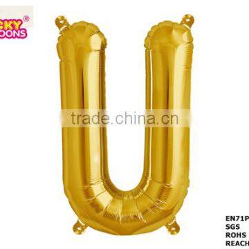 34 inch helium refillable large gold foil mylar alphabet balloons