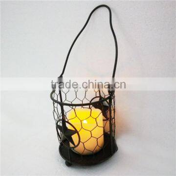 Iron Holiday Candle Lantern,electric Candlestick,polished Brass Holder