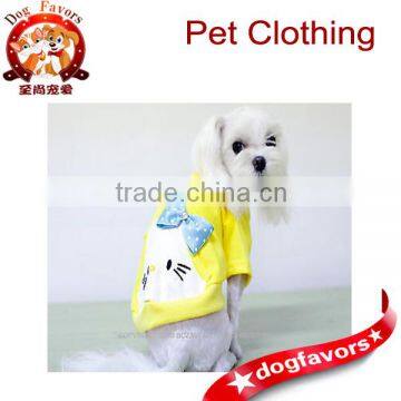 2014 New Style cute Summer HELLO KITTY Pet Dog Cat Yellow Pocket T-Shirts Clothes Apparel - XS S M L XL XXL