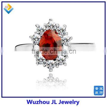 JL Jewelry Wholesale Price Ovals Garnet Crystal Stone Silver Ring