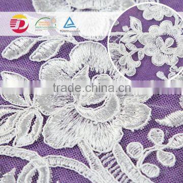 Wholesale High Quality White Cotton Lace Embroidery Fabric for Dress New Design photo-6