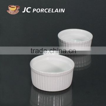 white ceramic ramekin baking bowl, customized porcelain remekin bowl