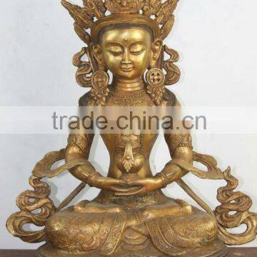 Antique Buddhist Bronze AMITAYUS Buddha Statue 70 cm