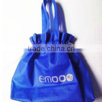 blue drawstring shopping bag