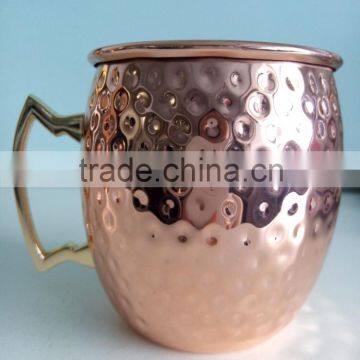 Set of 2 Copper Mugs Barrel Hammered for Moscow Mules