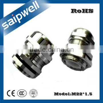 SAIPWELL M22*1.5 Newest Electrical Cable Fittings Waterproof Cable Gland Made of Brass Plating Nickel                        
                                                Quality Choice